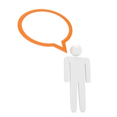 3d man with talk bubbles isolated over a white background