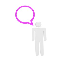 3d man with talk bubbles isolated over a white background