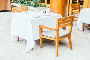 Chair and table in restaurant