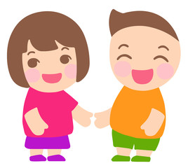 仲良しの子供2人のベクターイラスト
