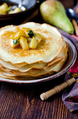 Pancakes with caramel pears