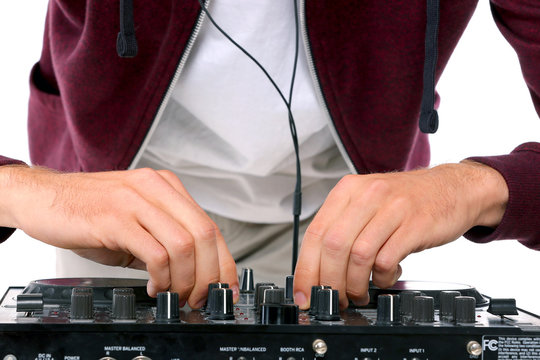 dj at work, isolated with white background