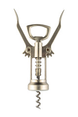 Metal modern corkscrew isolated on white