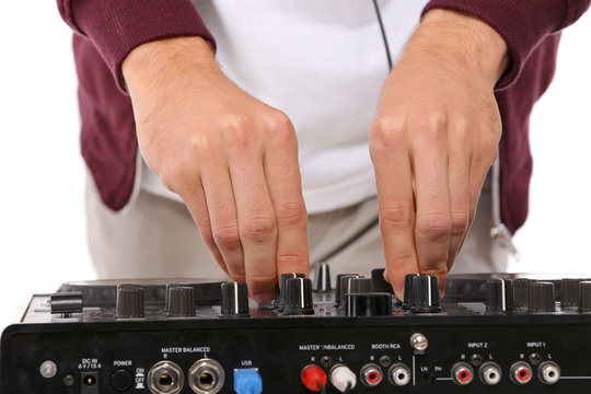 dj at work, isolated with white background