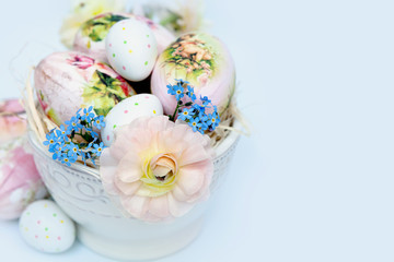 Easter eggs with flowers