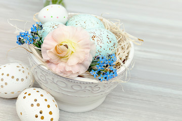 Easter eggs with flowers