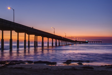Beautiful Southern California Sunset over Ocean Beach Pier in San Diego, California