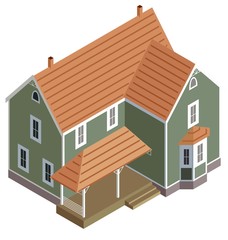 Isometric home in green, vector