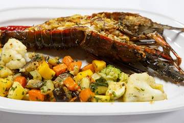 Grilled Lobster Tail Served With vegetables