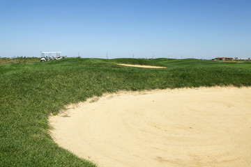 Sand bunker on the golf course