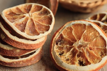 A pile dried oranges