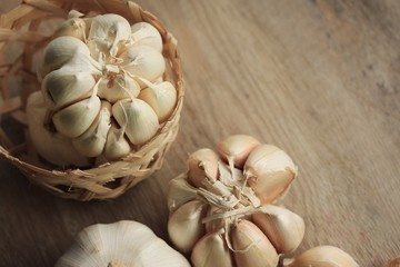 heaps with white garlic