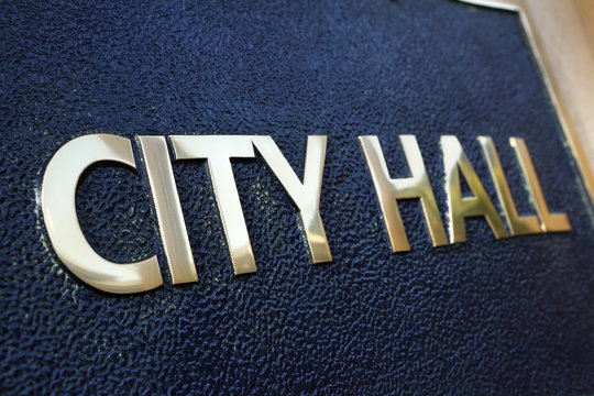 City Hall sign close up