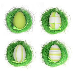 Four easter eggs on grass