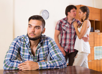 Unhappy family having quarrel