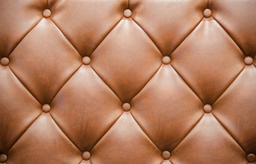 Brown Leathered Sofa with Buttons Texture Background