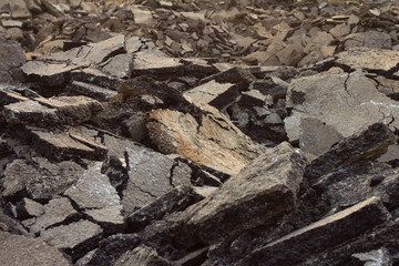 Asphalt rubble mound.