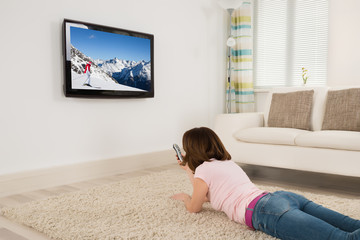 Young Woman Watching Television