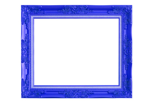 blue picture frame on white background.