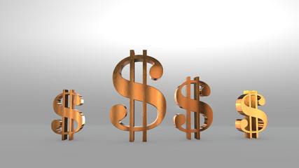 Gold Dollar sign isolated on white background