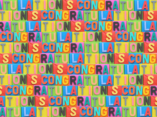 The colorful font of congratulation on paper box.