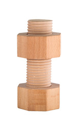 Wooden bolt with screw nut.