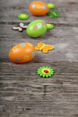 Easter eggs on a wooden background