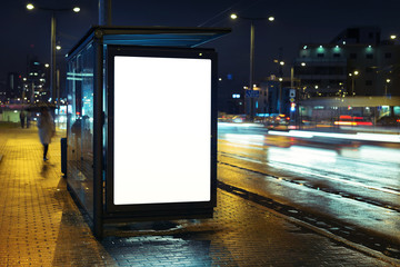 Bus stop advertising billboard - obrazy, fototapety, plakaty