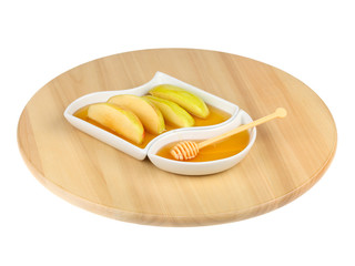 Dipping apples in honey