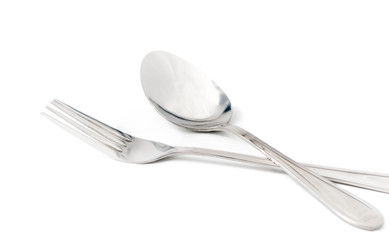 spoon and fork stainless isolated