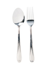 spoon and fork stainless isolated