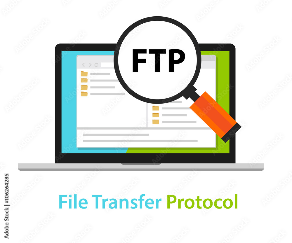 Poster ftp file transfer protocol computer icon symbol illustration