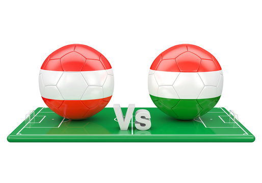 Austria / Hungary soccer game over soccer field