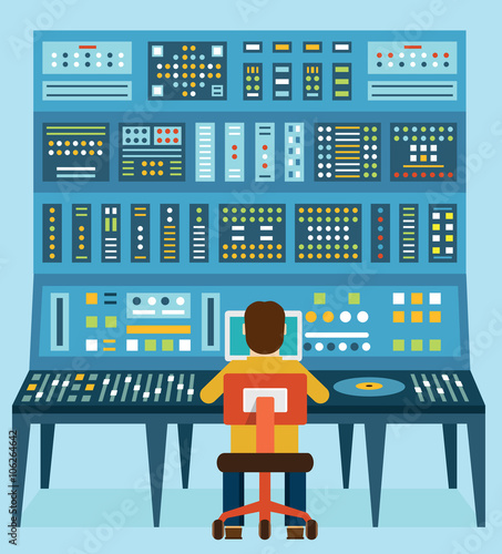 Vector Illustration Of Work Place Sound Engineer S Mixing Console Analog Synthesizer Wall Mural Enotmaks Vector Illustration Of Work Place Sound Engineer S Mixing Console Analog Synthesizer Wall Mural Enotmaks