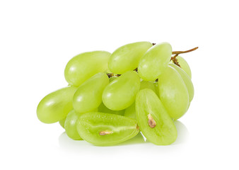 green grapes isolated on the white background