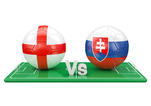 England / Slovakia soccer game over soccer field