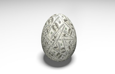 Easter eggs with a dollar banknote