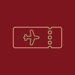 The blank ticket plane icon. Travel symbol. Flat