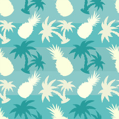 Seamless pattern with palm trees, pineapples - 106265660