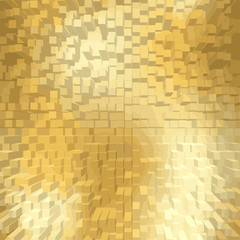 Gold Glitter Texture. Square border template. Cube and square. Glowing New Year, Merry Christmas background. Golden blur card. Design template for flyer or invitation, advertising. Vector Illustration
