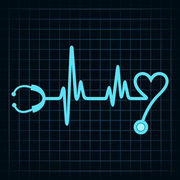 Stethoscope make a heartbeat stock vector