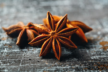 Close-up of Star Anise on Vintage Table