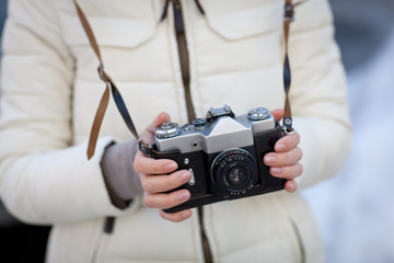 Girl with retro camera