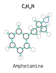 C9H13N amphetamine molecule