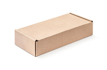 cardboard kraft box isolated on white background