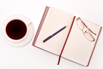 Flat lay photo of the office table