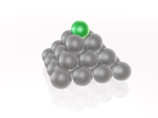 Green and grey spheres