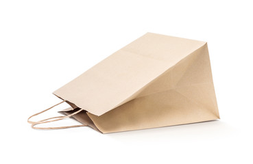 paper kraft shopping bag isolated on white background