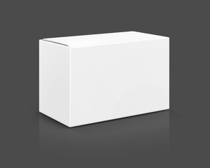 blank packaging white cardboard box isolated on gray background