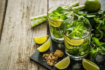 Mojito cocktail and ingredients